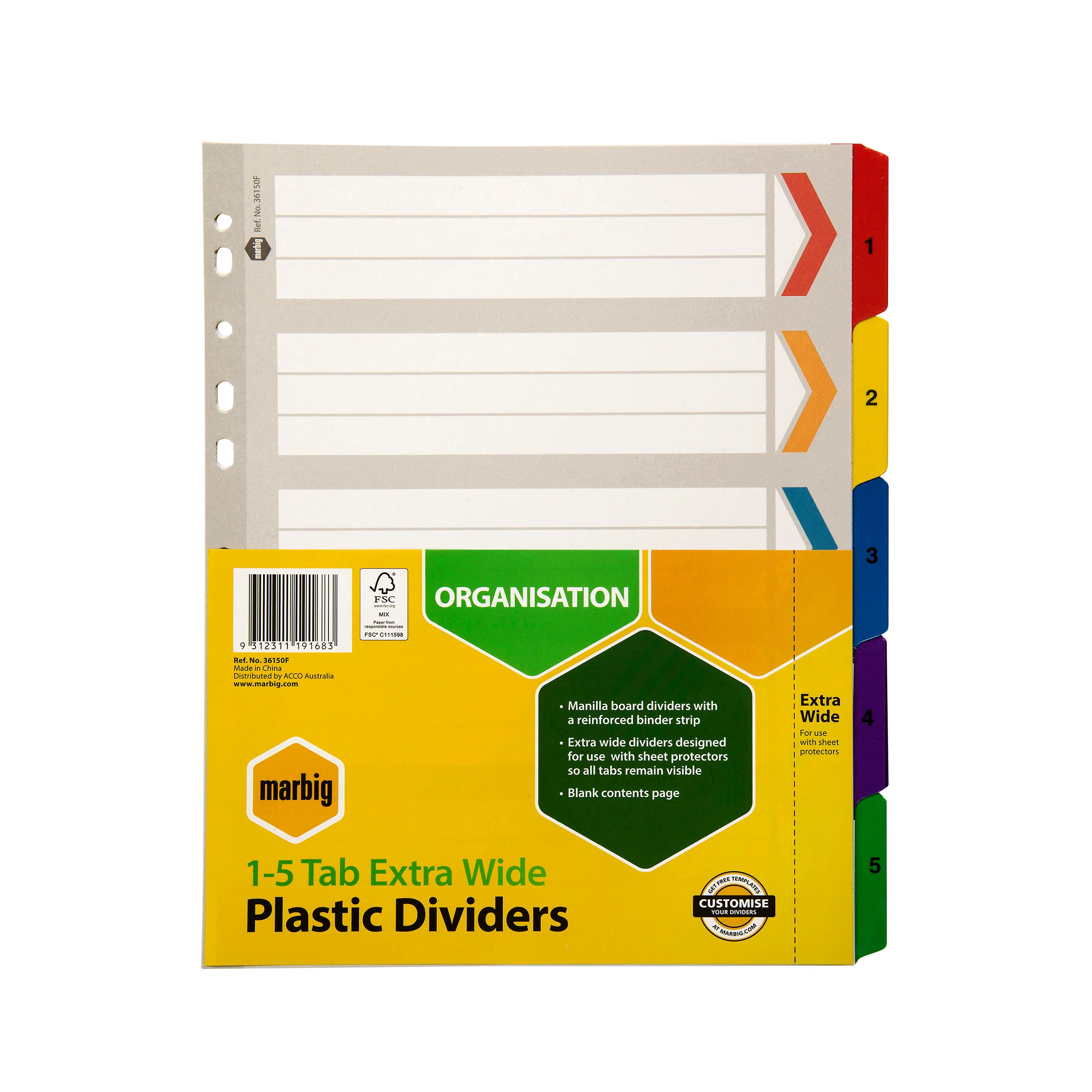 Marbig Indices & Dividers Manilla A4 Extra Wide - Nail Gallerys
