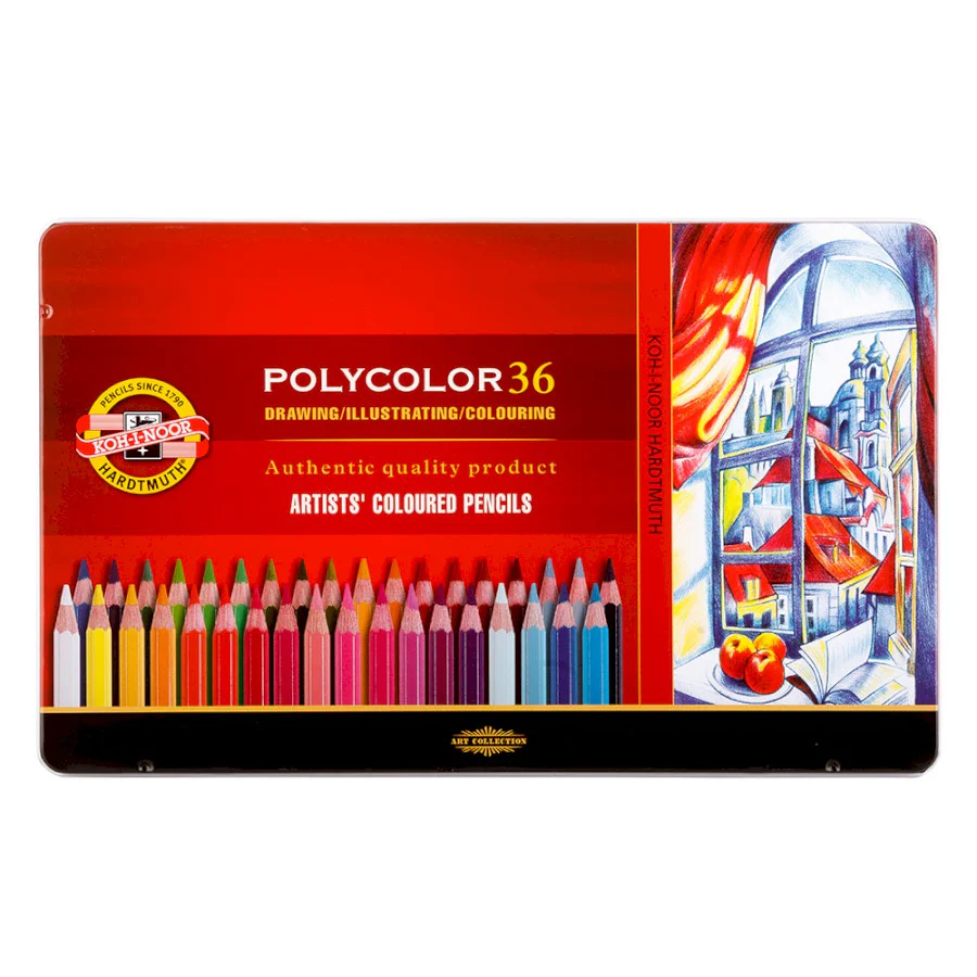 Koh-I-Noor Polycolor Colour Pencil Set of 36 - Nail Gallerys