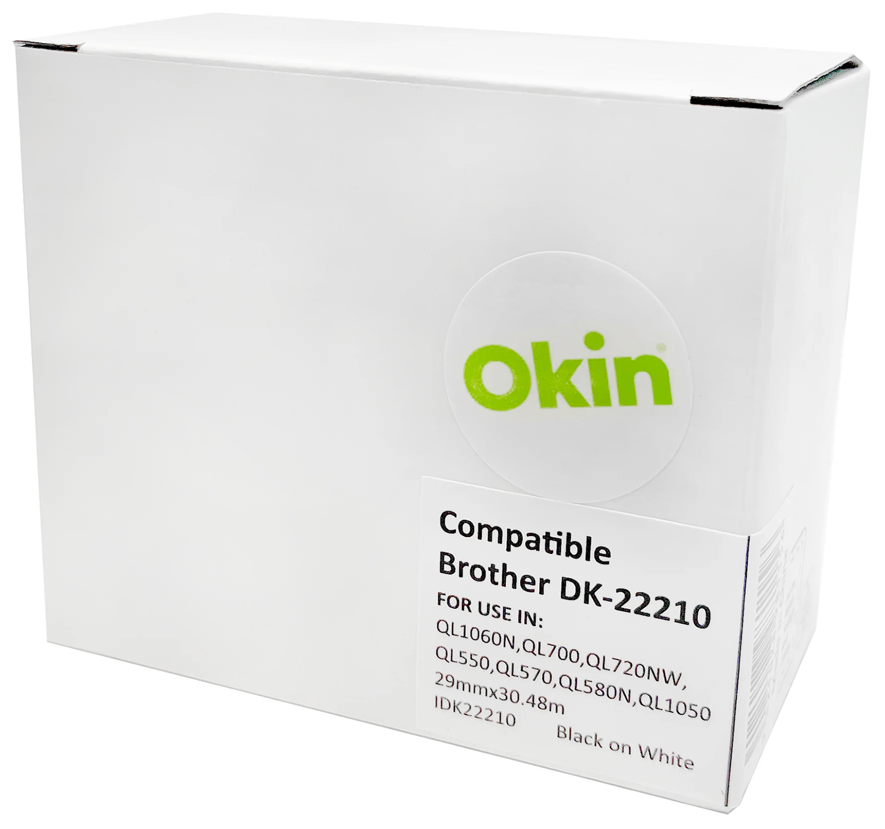 Okin Compatible Brother DK Paper Tape Black on White - Nail Gallerys