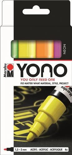 Marabu YONO Acrylic Markers Bullet Tip Set Of 4 Neons - Nail Gallerys