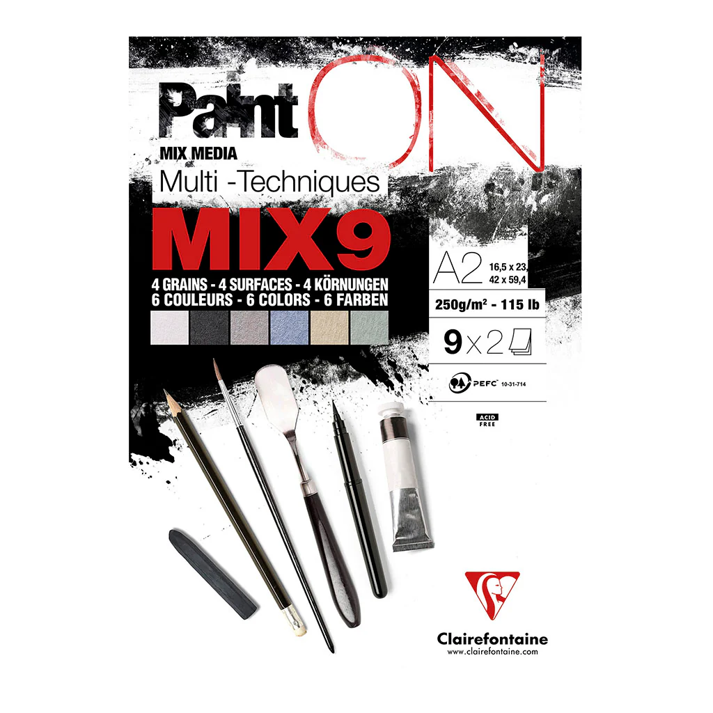 Clairefontaine PaintON 250gsm 18 Sheets MIX9 A2 Pad - Nail Gallerys