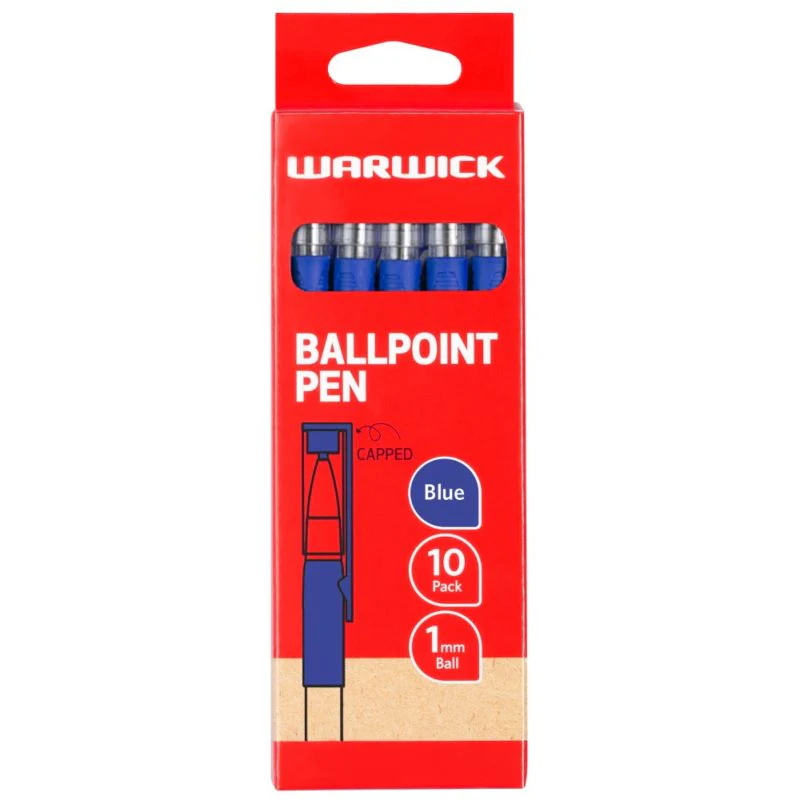 Warwick Pen Ballpoint Capped Medium Box Of 10 - Nail Gallerys