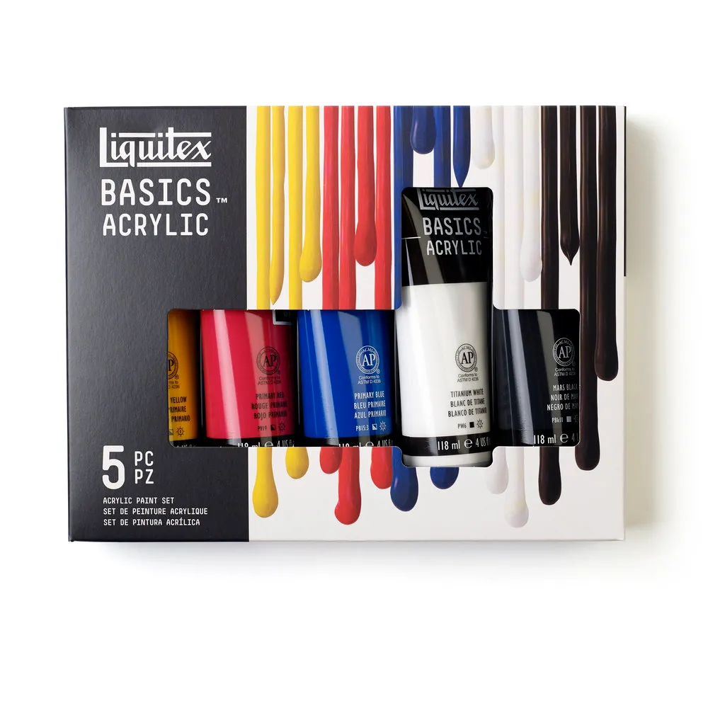 Liquitex Basics 118ml Acrylic Paints Set Of 5 - Nail Gallerys