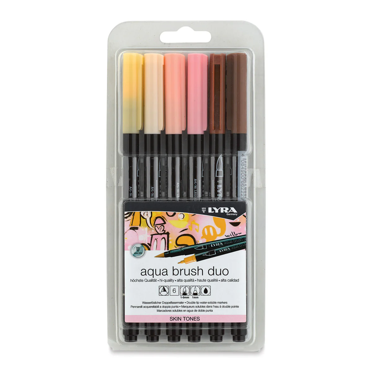 Lyra Aqua Dual Brush Markers Skin Tones Set of 6 - Nail Gallerys