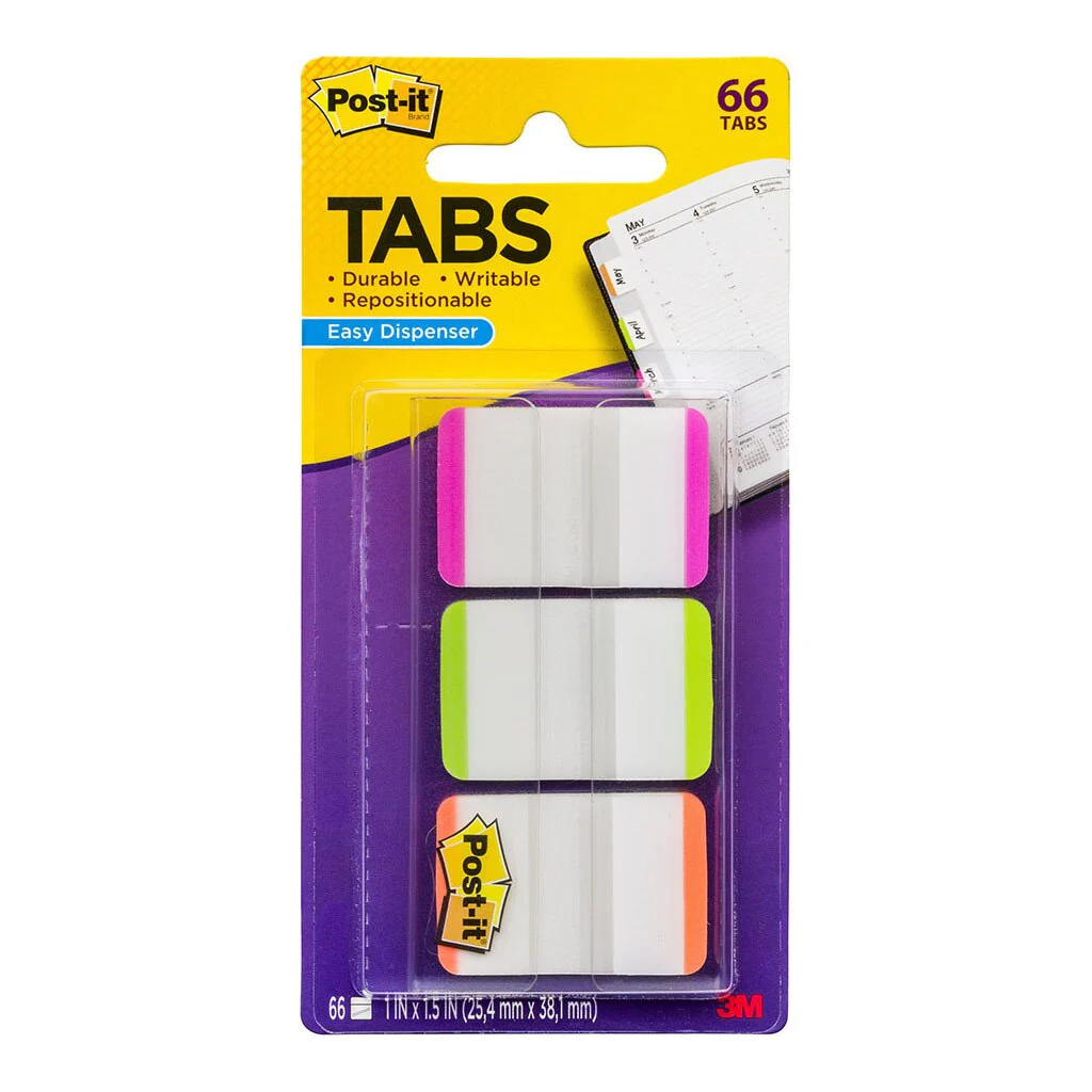 Post-it Durable Tabs 686L-PGO 25mm Pink Green Orange 25x38mm Pack Of 66 - Nail Gallerys