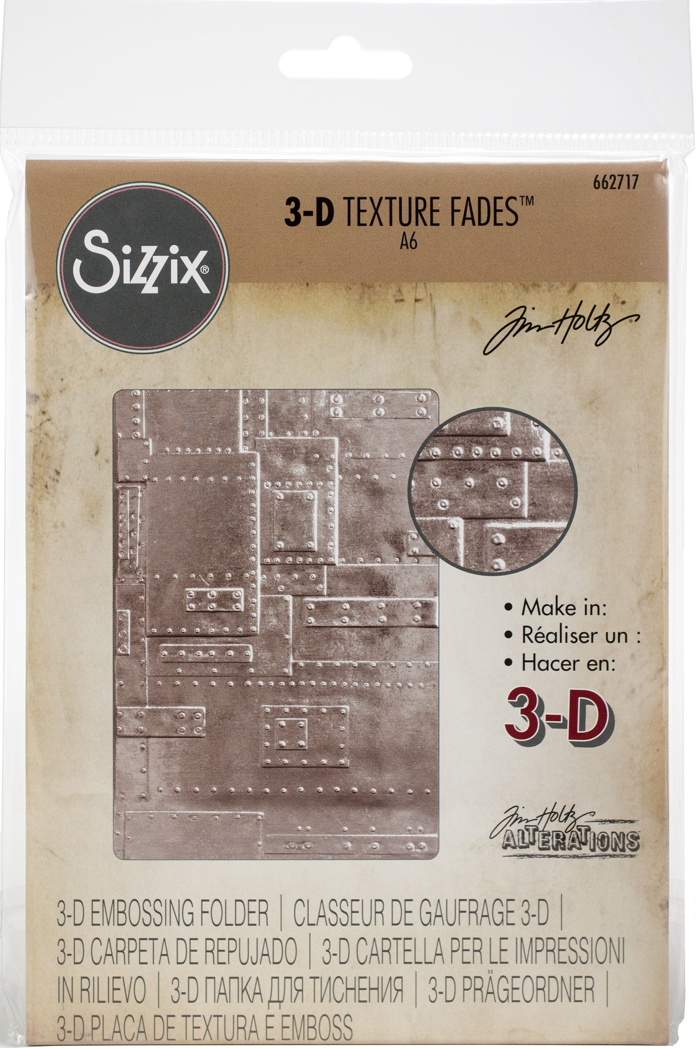 Sizzix by Tim Holtz 3D Texture Fades Foundry Embossing Folder - Nail Gallerys