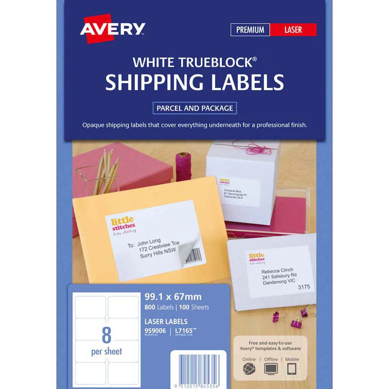 Avery Shipping Laser Labels L7165-100 100 Sheets - Nail Gallerys