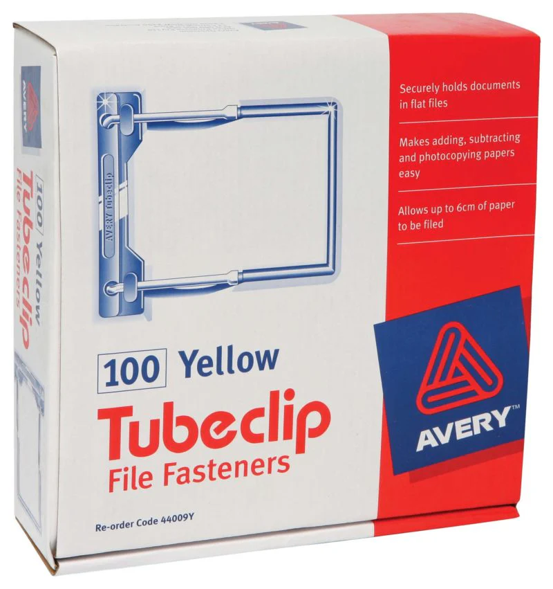 Avery Clip File Fastener Yellow 100 Pack - Nail Gallerys