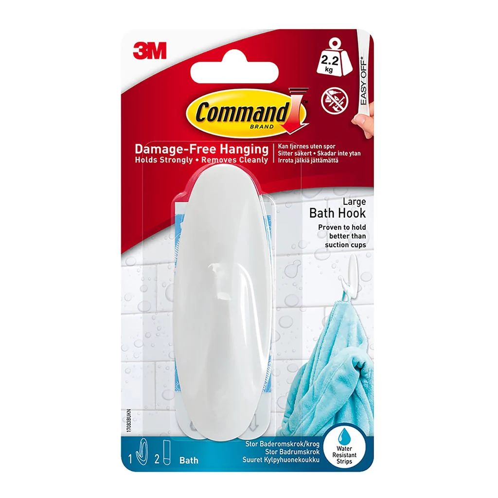 Command Large White Bathroom Hook - Nail Gallerys