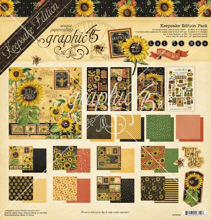 Graphic 45 Let It Bee Keepsake Edition Kit of 142 Pieces - Nail Gallerys