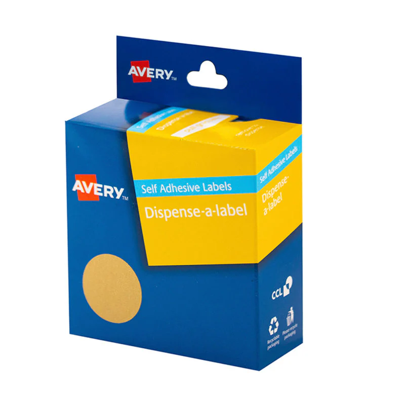 Avery Label Dispenser Kraft Round 24mm 400 Pack - Nail Gallerys