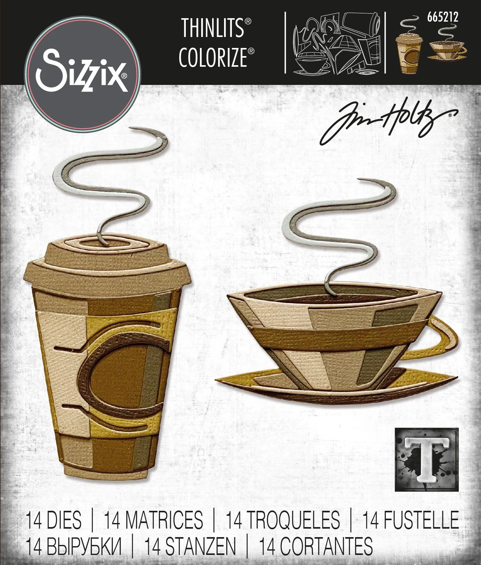 Sizzix by Tim Holtz Cafe Colorize Thinlits Dies 14 Pieces - Nail Gallerys