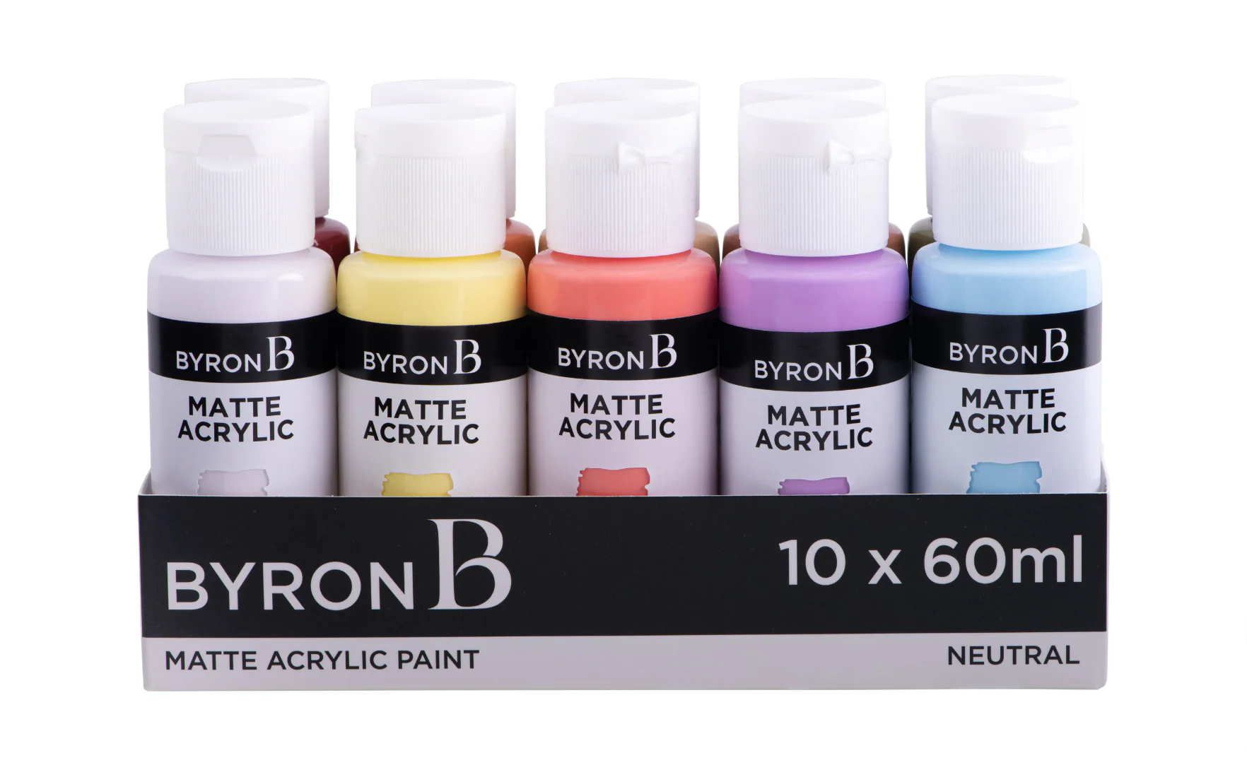 Jasart Byron Matte Acrylic 59ml Paints Set of 10 Neutral Colours - Nail Gallerys