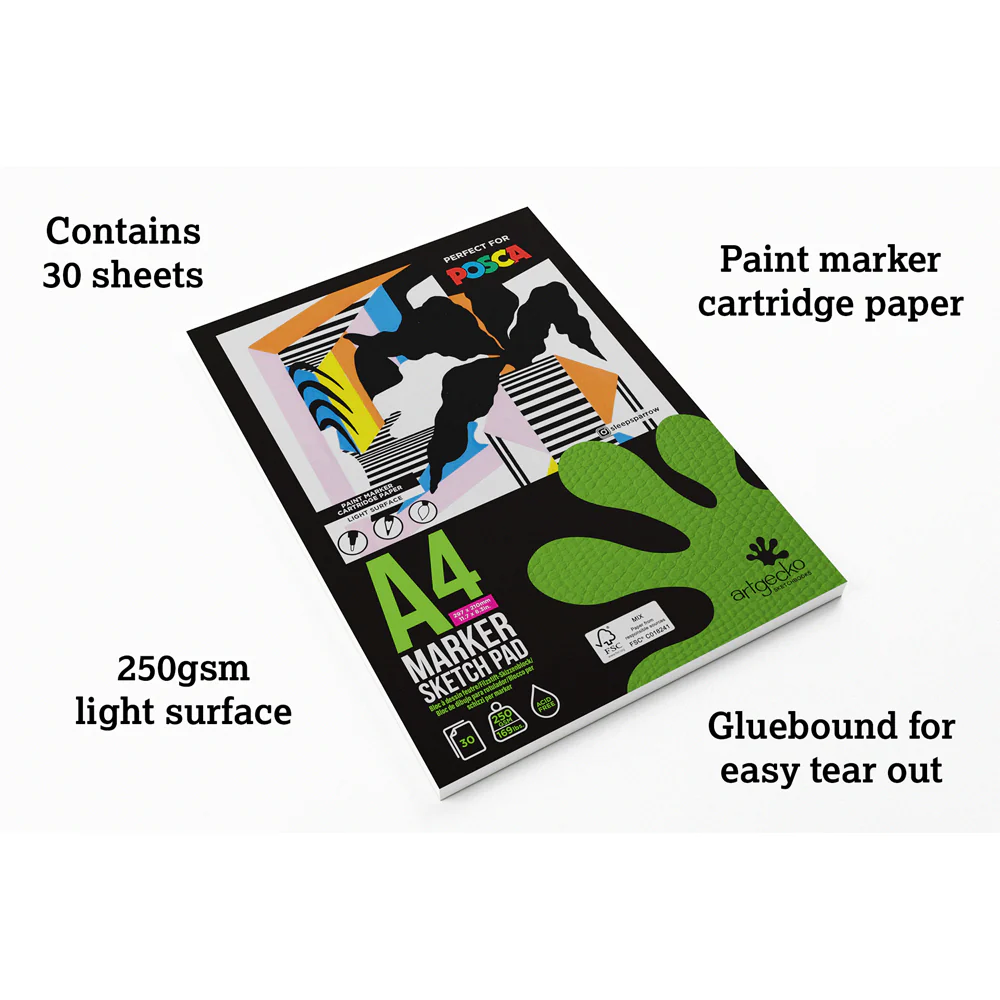 Artgecko Pro Marker 30 Sheet 250gsm White Sketchpads - Nail Gallerys