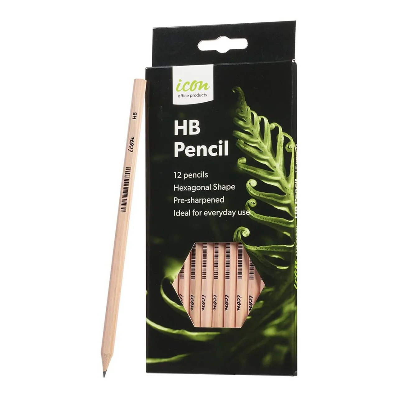 Icon Hb Pencil Hexagonal Natural - Pack Of 12 - Nail Gallerys