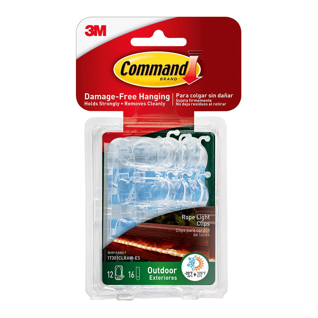 Command Outdoor Clear Rope Light Clips Pack of 12 - Nail Gallerys