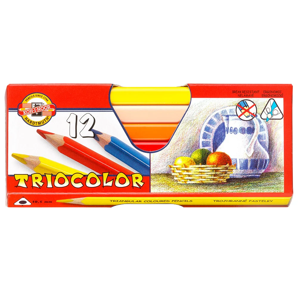 Koh-I-Noor Tricolour Triangular Pencils Pack of 12 - Nail Gallerys