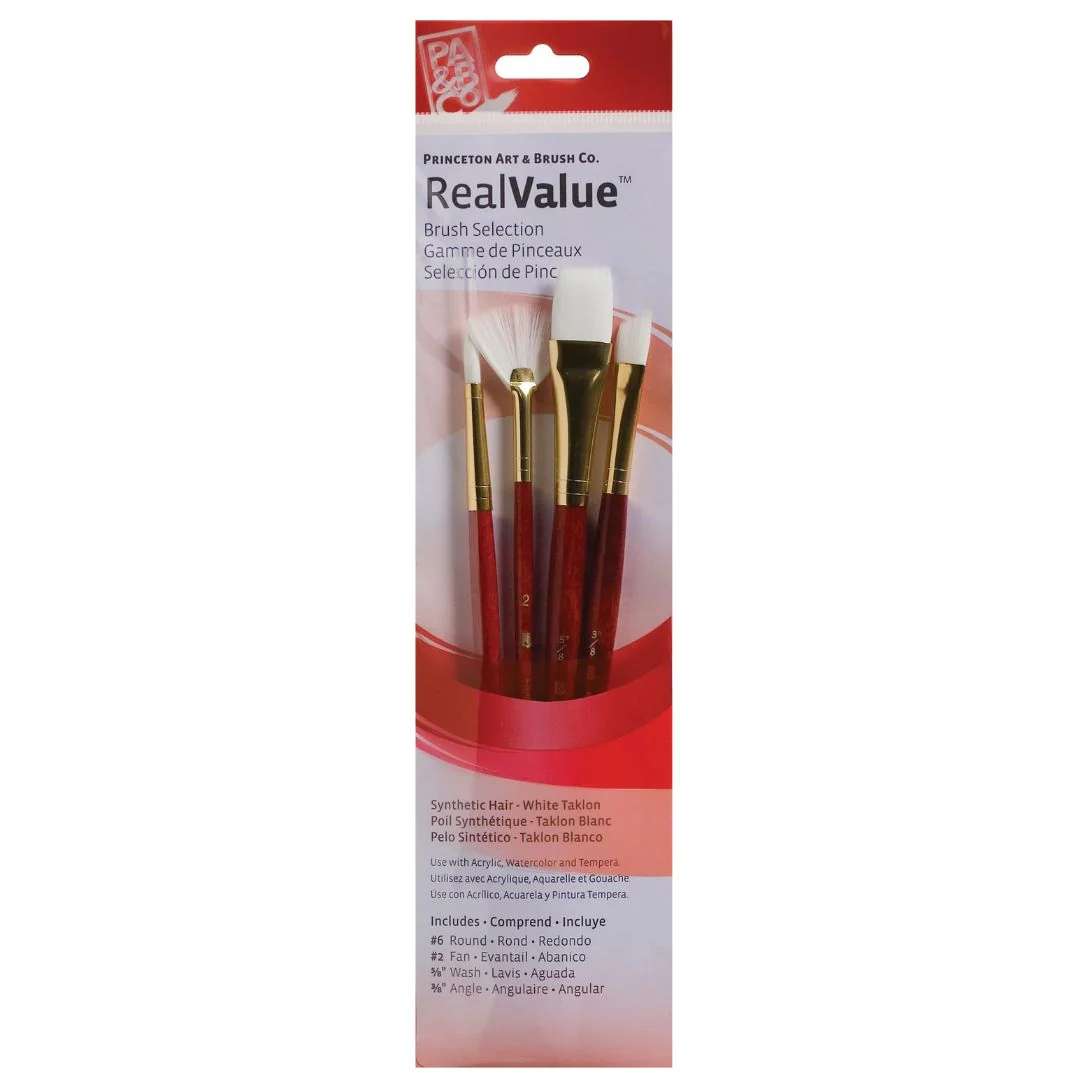 Princeton Real Value Synthetic White Taklon 9120 Brushes Set Of 4 - Nail Gallerys