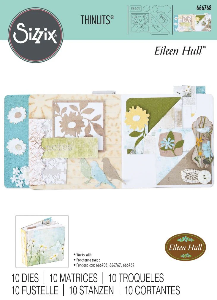 Sizzix By Eileen Hull Thinlits Floral Pocket And Paperclips Die Set of 10 Pieces - Nail Gallerys