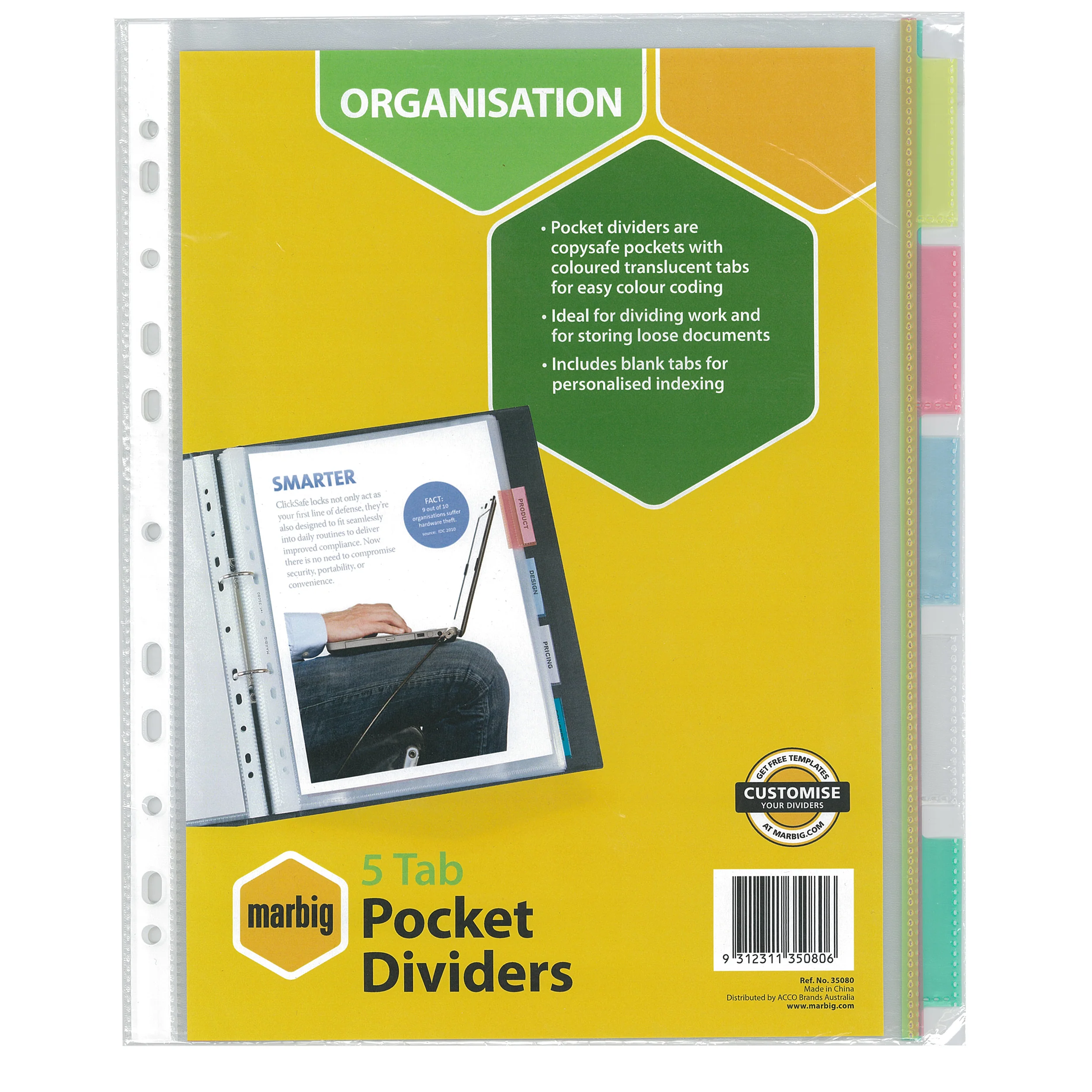Marbig Indices & Dividers Polyprop A4 Clear Pockets - Nail Gallerys