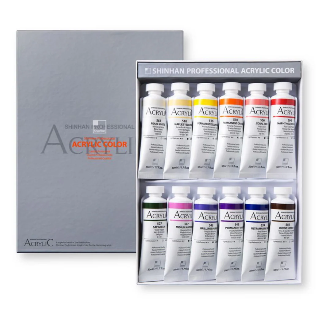 ShinHan Professional 50ml Acrylic Paints Set Of 12 Set B - Nail Gallerys