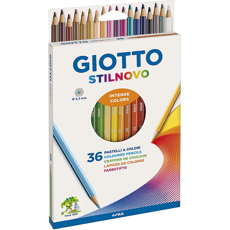Giotto Stilnovo Colouring Pencils Assorted Intense Colours Pack of 36 - Nail Gallerys