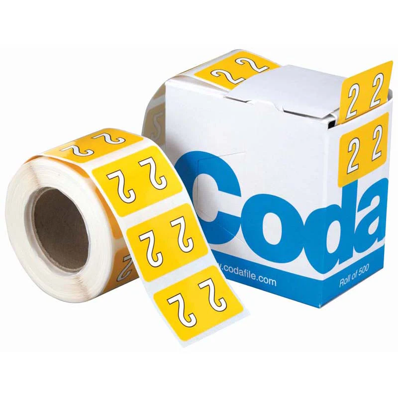 Codafile Label Numeric 2 25mm Roll 500 - Nail Gallerys