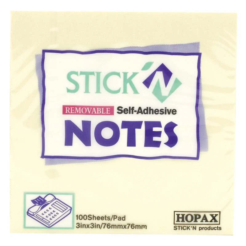 Stick'n Note Yellow 100 Sheet Pad - Nail Gallerys