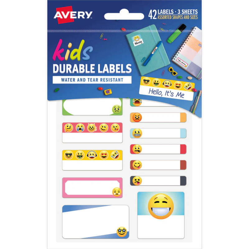 Avery School Label Multipack - Hello It's Me Emoji 3 Sheets - Nail Gallerys