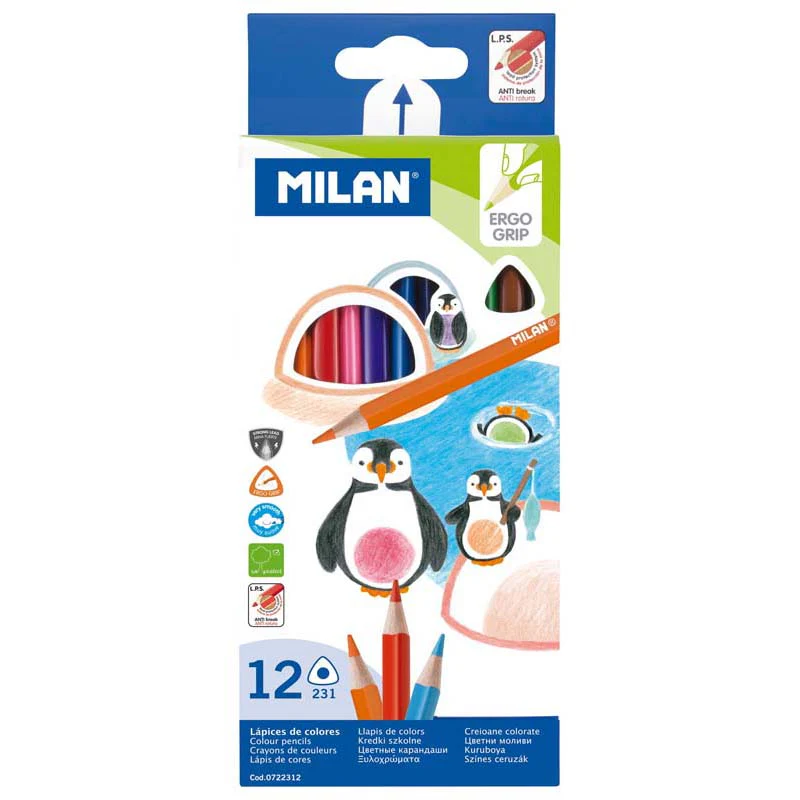Milan Ergo Grip Triangular Colouring Pencils Set of 12 - Nail Gallerys