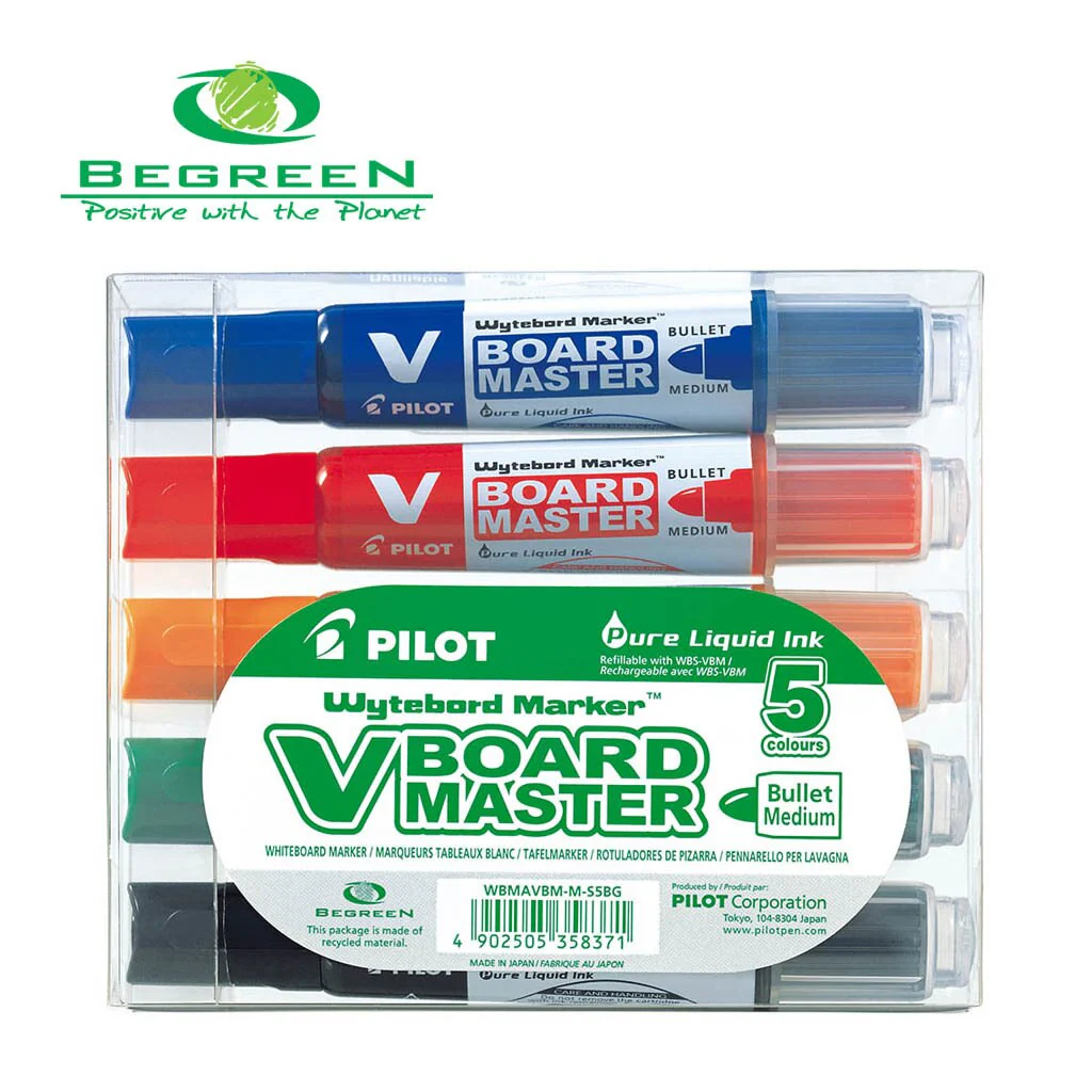 Pilot Begreen V Board Whiteboard Marker Bullet Assorted Pack Of 5 - Nail Gallerys