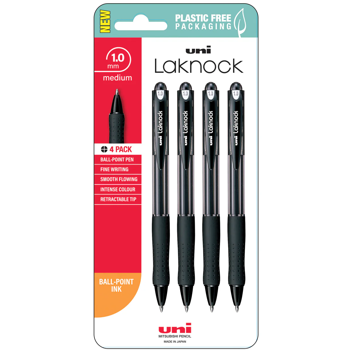 Uni Laknock 1.0mm Medium Retractable Pens Set of 4 - Nail Gallerys