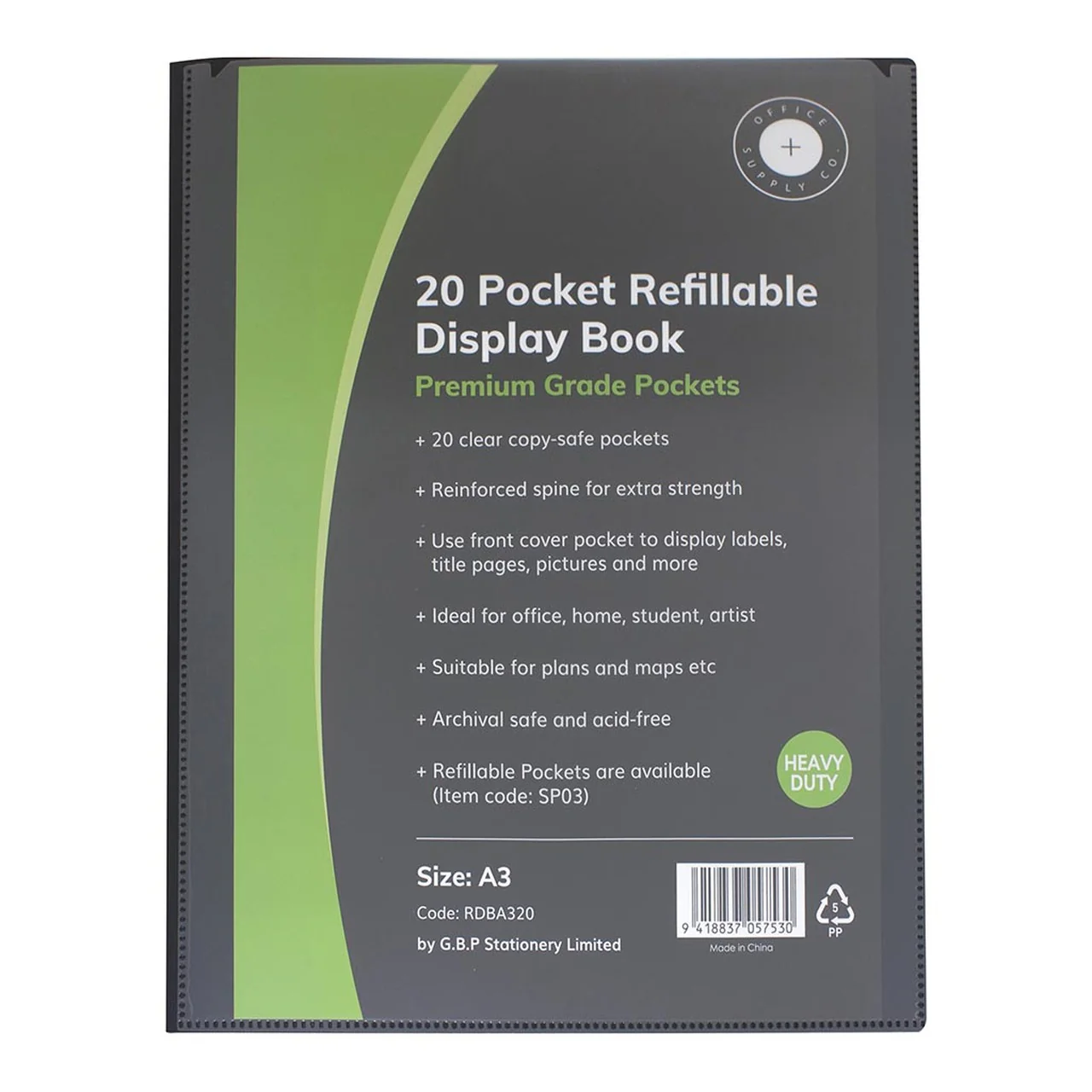 OSC Refillable Display Book A3 20 Pocket Black - Nail Gallerys