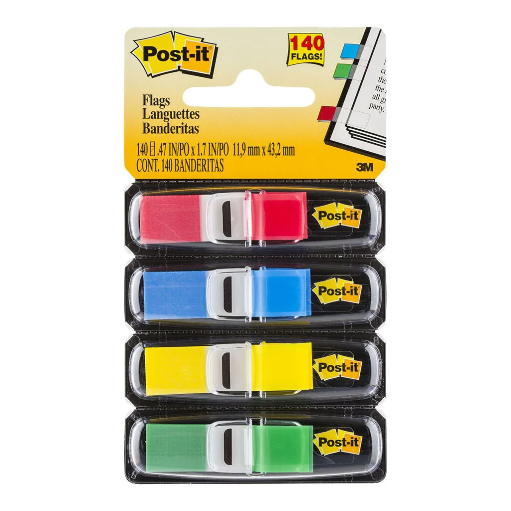 Post-it Flags 683-4 Primary 12x43mm Pack of 4 - Nail Gallerys