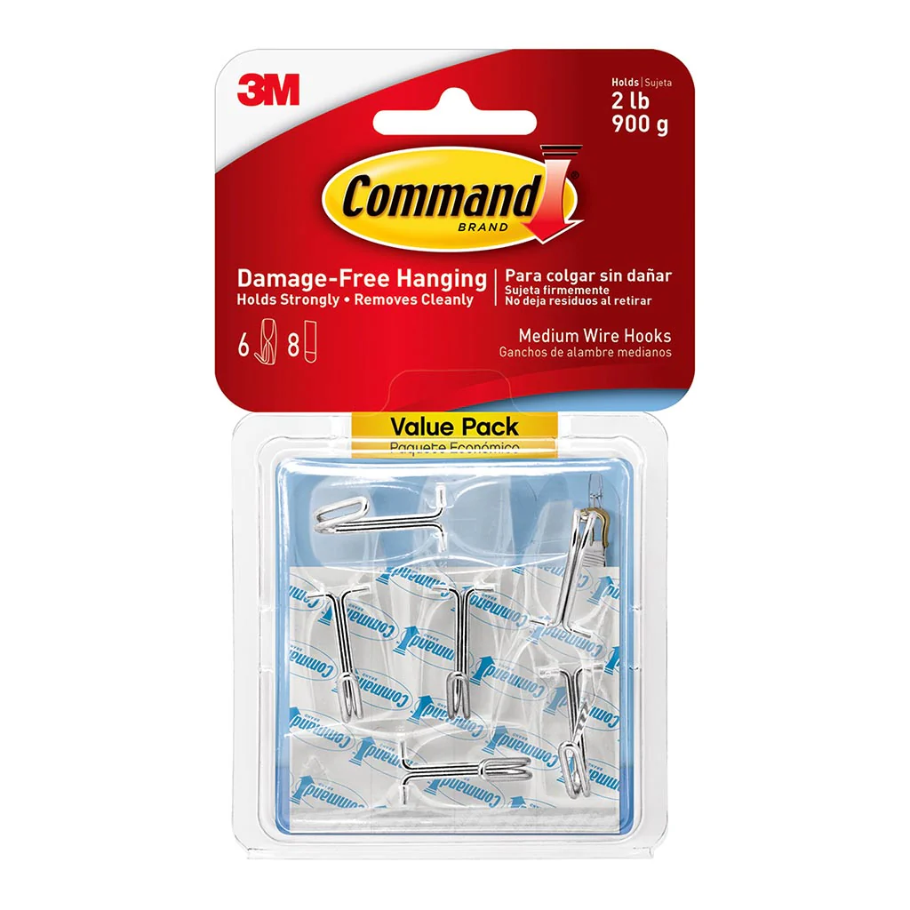 Command Medium Clear Wire Hook Pack of 6 - Nail Gallerys