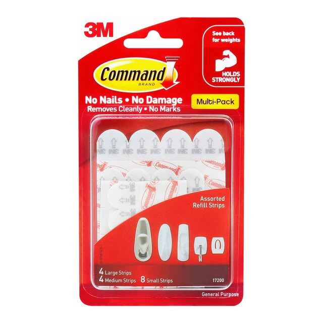 Command Strips Refill 17200 Assorted White Pack Of 16 - Nail Gallerys
