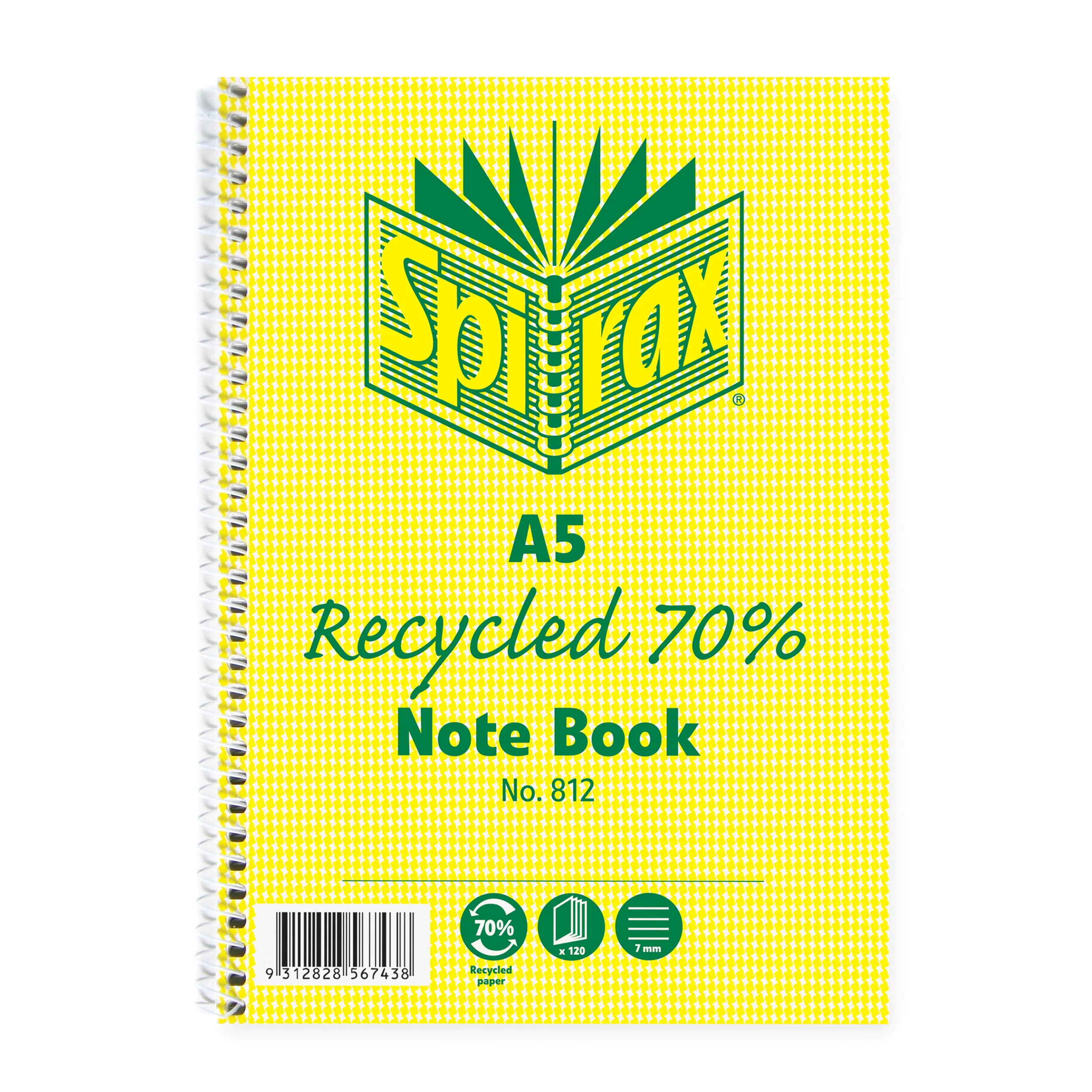 Spirax 812 Recycled Notebook A5 120 Page - Pack Of 5 - Nail Gallerys