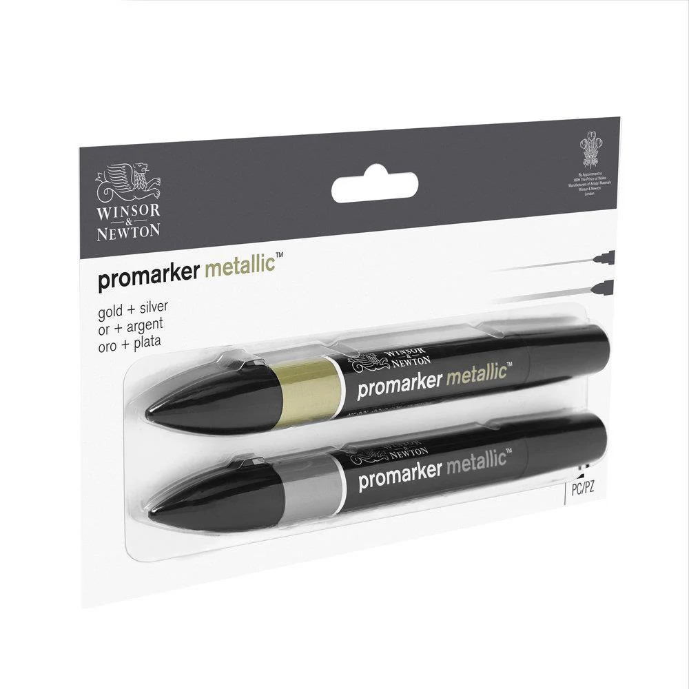 Winsor & Newton Promarker Metallic Gold + Silver - Nail Gallerys
