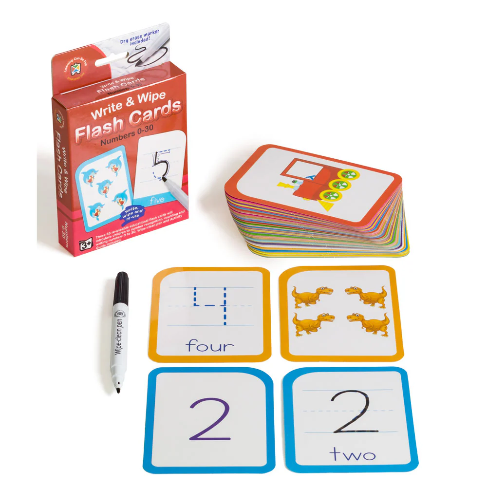Learning Can Be Fun Write & Wipe Numbers 0-30 Flashcards With Marker - Nail Gallerys
