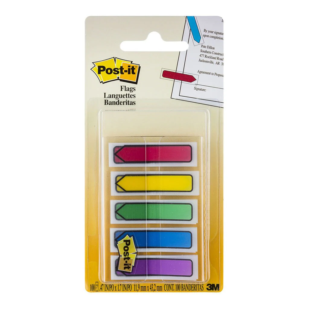 Post-it Flags 684-arr1 Arrow Size 12mm X 43mm Blue Green Purple Red Yellow Pack 100 - Nail Gallerys