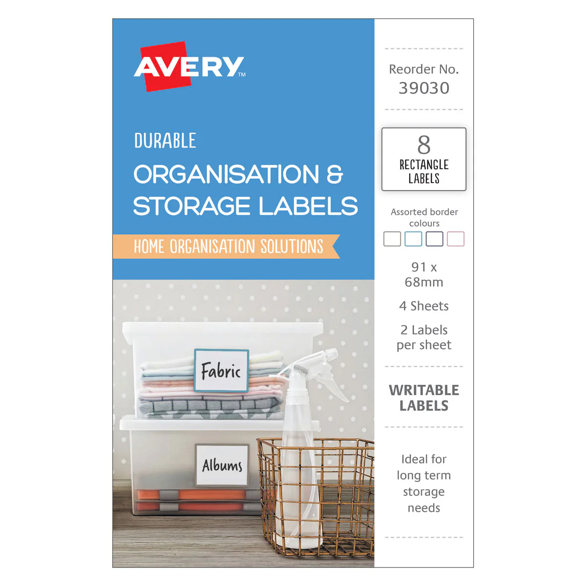 Avery Organisation & Storage Labels 91x68mm 2up 4 Sheets - Nail Gallerys