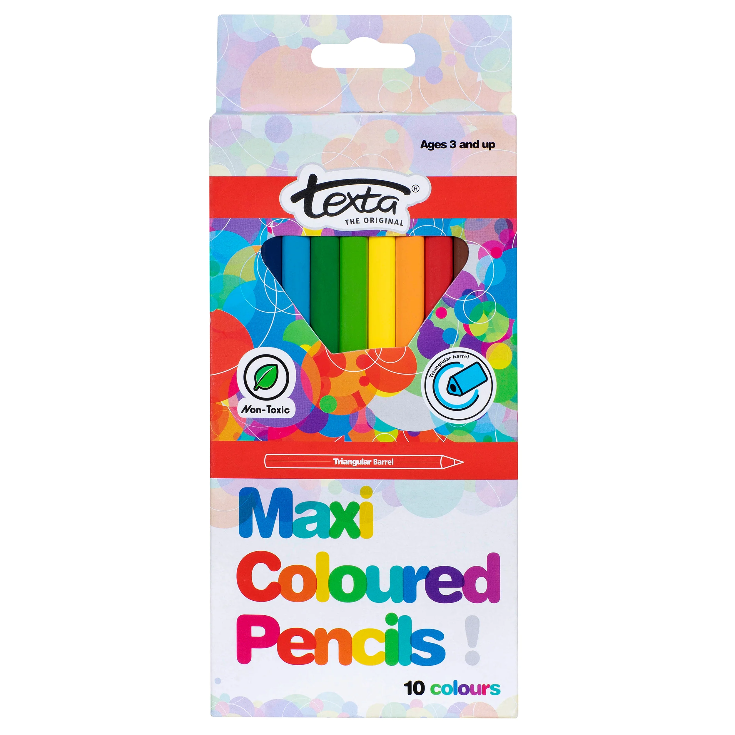 Texta Maxi Triangular Coloured Pencils Box Of 10 - Nail Gallerys