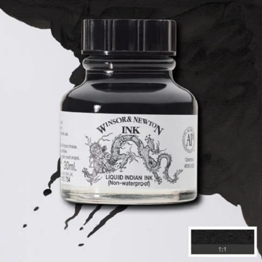 Winsor & Newton Black 30ml Liquid Indian Ink - Nail Gallerys
