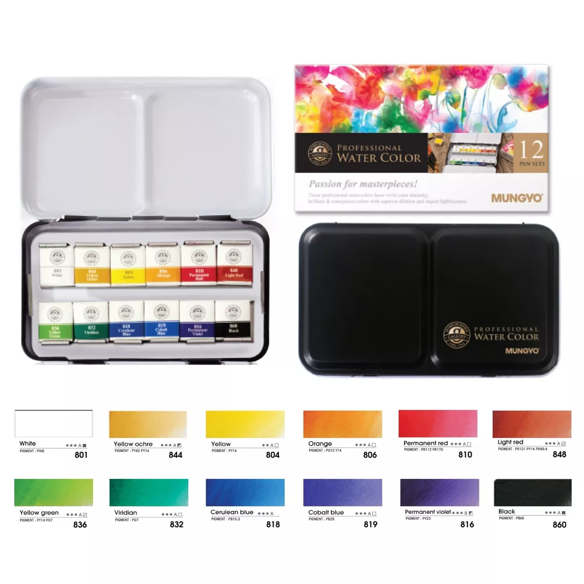 Mungyo Watercolour 12 Half Pan Set - Nail Gallerys