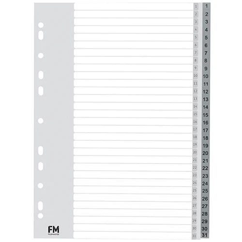FM Indices Size A4 Grey Polypropylene - Nail Gallerys