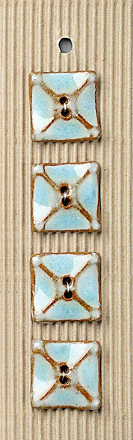 Incomparable Buttons - Square Aqua/Brown - Card of 4 - Nail Gallerys
