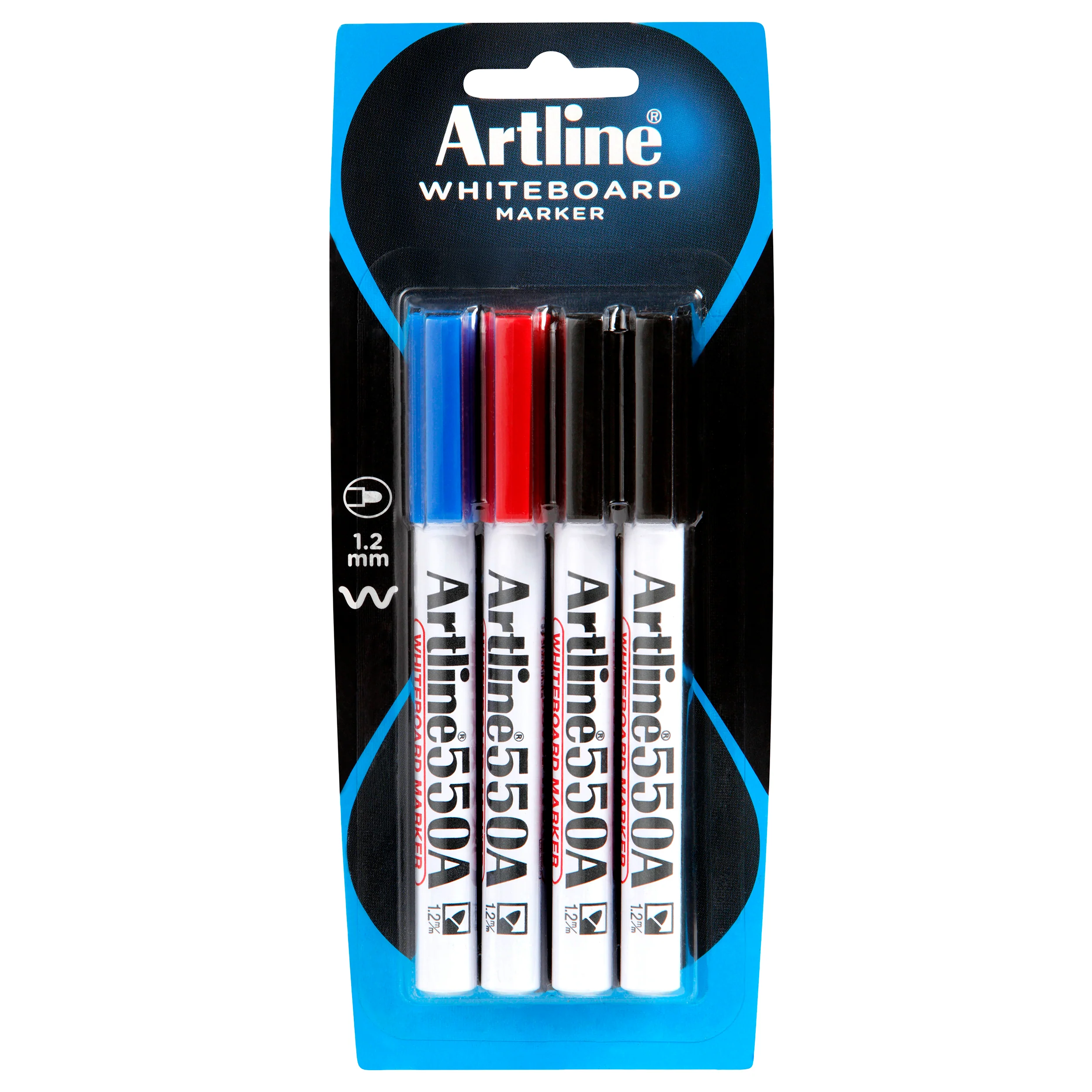 Artline 550a Whiteboard Marker 1.2mm Bullet Nib Assorted Pack Of 4 - Nail Gallerys