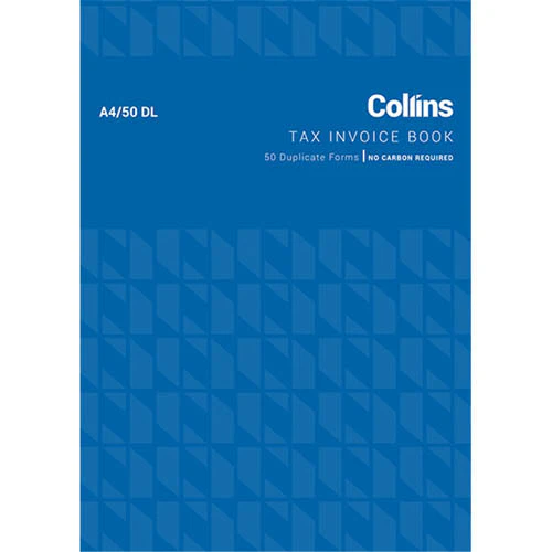 Collins Tax Invoice A4/50dl Duplicate No Carbon Required 55 Gsm Size 297mm X 210mm - Nail Gallerys