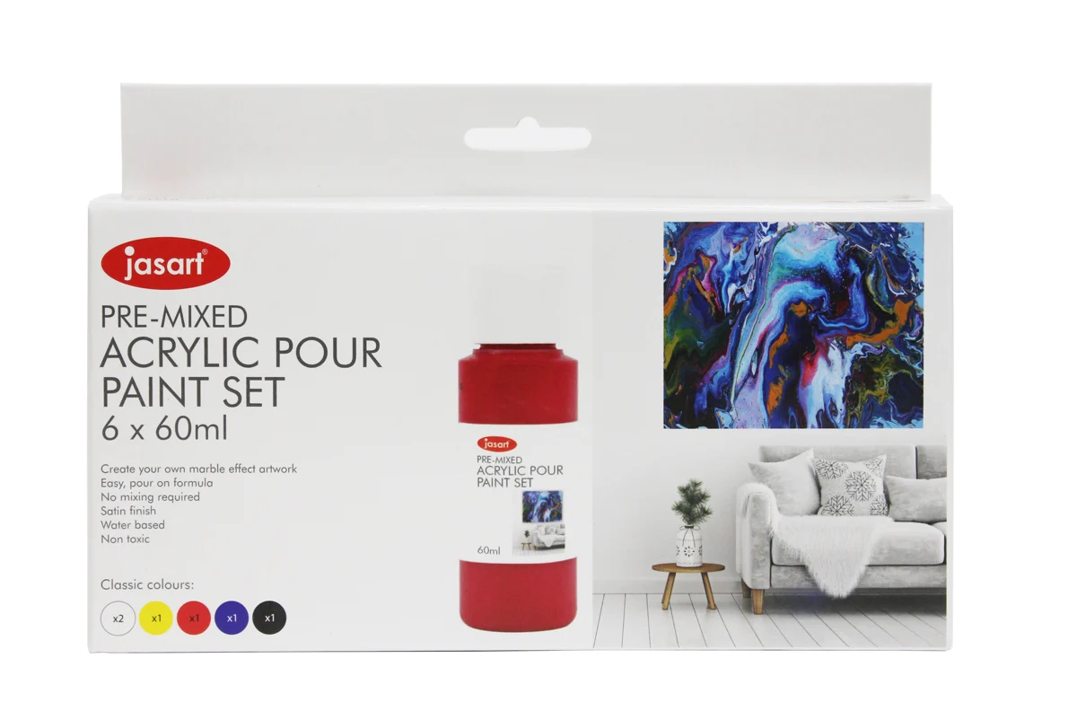 Jasart Acrylic Pour Paint Set Of 6 - Nail Gallerys