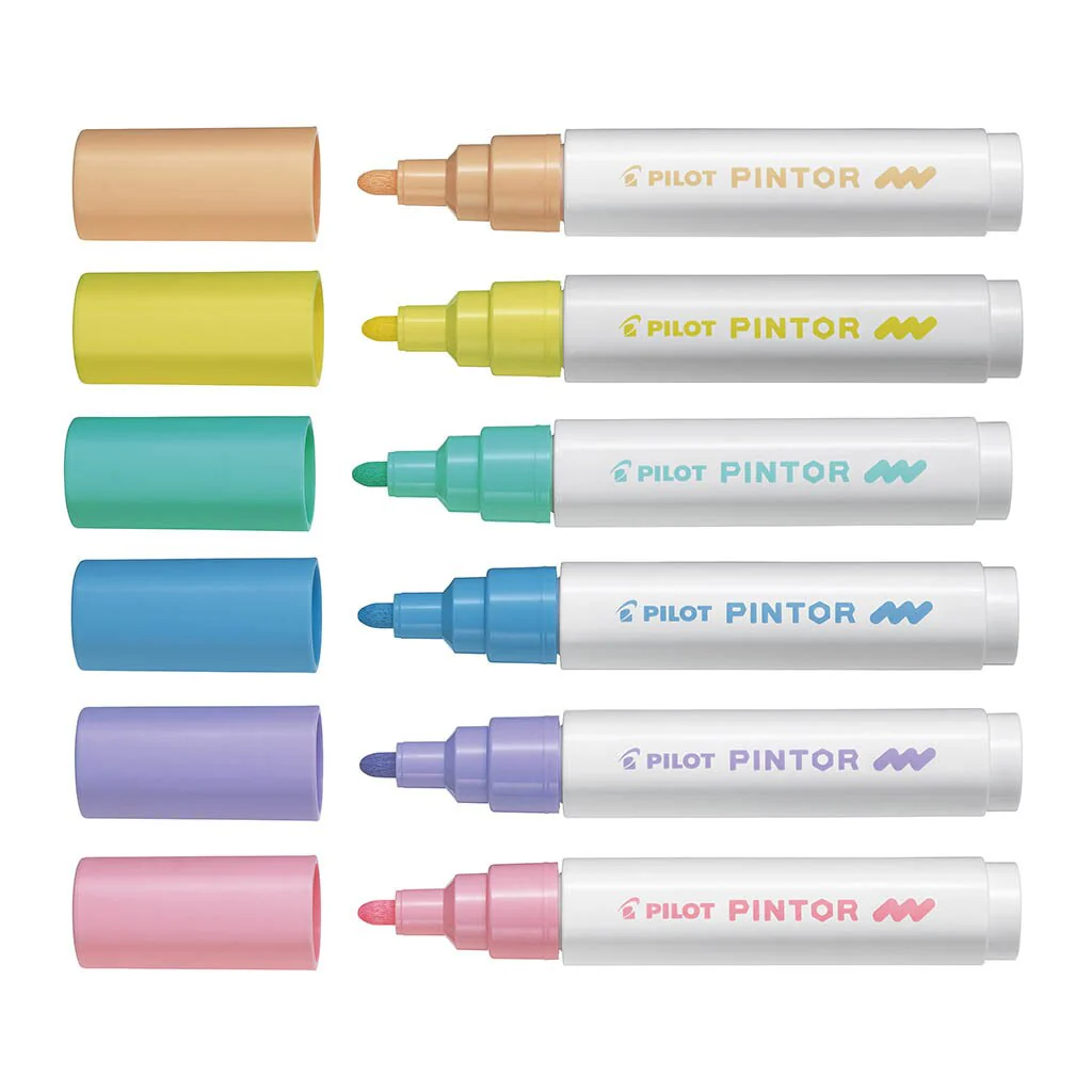 Pilot Pintor Markers Medium Set of 6 - Pastel - Nail Gallerys